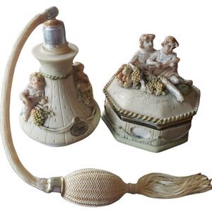 BERGER Perfume Antique Atomizer and Matching Trinket Dish